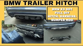 BMW TRAILER HITCH INSTALLATION Full DIY With Wiring And Bumper Modifications BMW X3 G01 [upl. by Oak589]