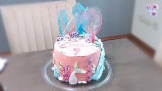 🧜🏻‍♀️Meerjungfrau Creme Fondant Torte mit Reispapier Geburtstagstorte  торт для девочек русалка 28 [upl. by Neslund]