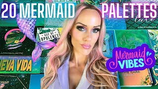 20 MERMAID VIBES EYESHADOW PALETTES 🧜🏻‍♀️ Lots of Indie Palettes Mermaid Makeup [upl. by Maxim999]