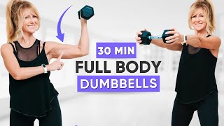 30 Min FULL BODY DUMBBELL WORKOUT To Burn Fat  Best Dumbbell Exercises for Ages 50 [upl. by Surazal]