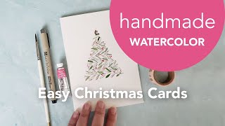 Handmade Watercolor Christmas Card Ideas Easy Tutorial [upl. by Canty]