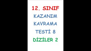 12 SINIF MATEMATİK KAZANIM KAVRAMA TESTİ 8 DİZİLER 2 [upl. by Lewanna]