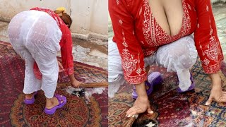 Desi Girl Carpet Washing Vlog  Pakistani Girl Daily Routine Work  Pakfamilyvlog [upl. by Worlock789]