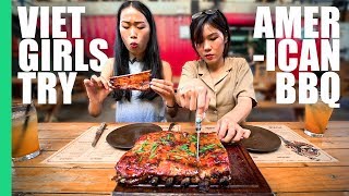 Vietnamese Girls Try American BBQ in Vietnam They put FISH SAUCE on it 🇺🇸🇻🇳 [upl. by Arie]