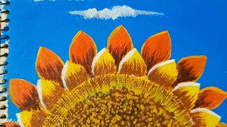 Beautiful Sunflower with Acrylic Painting on Canvas Diary boho art fyp fypシ゚viral reels short [upl. by Yssim]