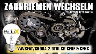 Zahnriemen wechseln VW Seat Skoda 20 TDI CR CFHF CFHC Motor 140 PS [upl. by Noxin15]