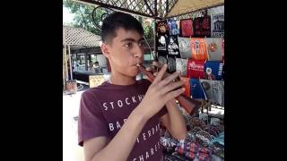 A teenager playing Armenian ZURNA handmade woodwind instrument  Sorna surnay birbyne lettish horn [upl. by Nanci]