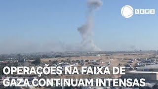 Operações na Faixa de Gaza continuam intensas [upl. by Negaem]