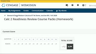 Calc 2 Readiness Review Course Packs  WebAssign [upl. by Rumery]