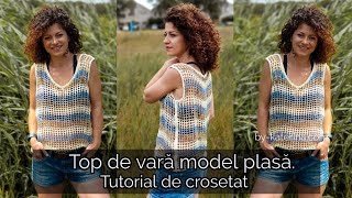 Top de vara model plasa Tutorial de crosetat [upl. by Knowlton]