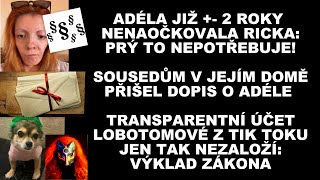 SOUSEDI OBDRŽELI DOPIS O ADÉLE RICKO NENÍ JIŽ DVA ROKY OČKOVÁN TRANSPARENTNÍ ÚČET ZŘEJMĚ NEBUDE [upl. by Ajax]