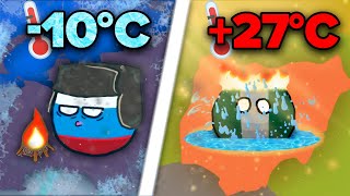 Comparison of Countryballs Temperature  Countryballs Animation [upl. by Siroval]