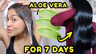 I used ALOE VERA in my hair for 7 DAYS amp THIS HAPPENED before amp after results [upl. by Jewell39]