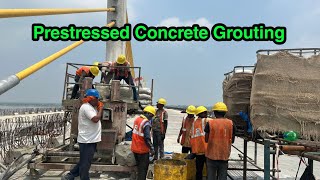 Prestressed Concrete Grouting Methods  Segment Transverse Duct Grouting  Post Tensioning Work [upl. by Ahsats640]