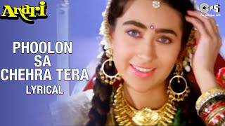 Phoolon Sa Chehra Tera  Audio Lyrical  Venkatesh Karisma Kapoor  Udit Narayan Anari Movie Songs [upl. by Atinahc602]