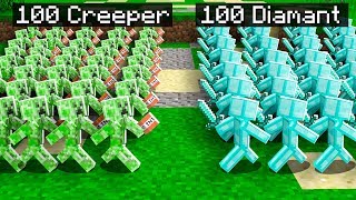 100 SOLDATS CREEPER VS 100 SOLDATS DIAMANT DANS MINECRAFT [upl. by Airdnalahs]