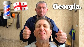 💈1 BARBER BADASS ASMR relax w a lot of Georgian culture Tskaltubo Spa Town 🇬🇪 [upl. by Apfel998]