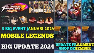 3 BIG EVENT JANUARY 2024  UPDATE FRAGMENT SHOP DECEMBER  MLBB BIG UPDATE 2024 [upl. by Yesllek]