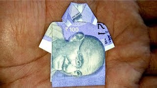 How to make quotsimple shirt 👕quotwith new 100 Rupees  Easy note Origami [upl. by Shaver]