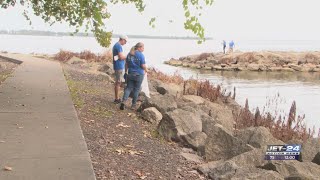 Volunteers clearing out litter along Lake Eries shoreline ahead of International Coastal Cleanup [upl. by Cinom30]