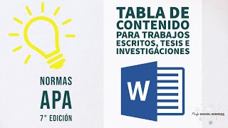 Normas APA 7° edición 📝índice o tabla de contenido para trabajos escritos tesis e investigaciones [upl. by Sices730]