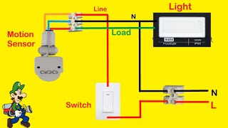 Motion Sensor Light Switch Wiring Connection Diagram  Technical Bilal [upl. by Edbert611]