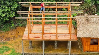 120 Days building a 17yearold girls dream wooden house  live with nature [upl. by Sida]