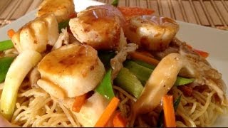 StirFry Noodles with Seared ScallopsHow To Make Scallops With Stir Fried NoodlesSeared Scallops [upl. by Erica]