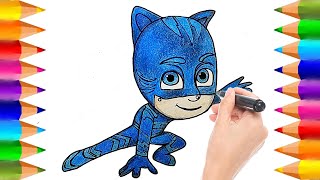 Cómo dibujar y colorear a Catboy de PJ Masks  Dibujos para niños [upl. by Claiborne]