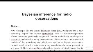 Bayesian inference for radio observations [upl. by Tacye21]