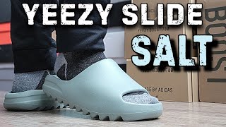 Most Comfortable Slides  Yeezy Slide quotSaltquot Review amp On Feet [upl. by Ahseele91]