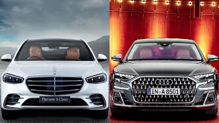 2022 Audi A8 vs Mercedes S Class 2022 Luxury sedan cars audi a8l vs mercedes s class s580 [upl. by Kcirddet]