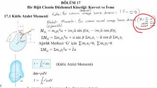 DinamikLec33 Ch17 Rijit Cisim Kinetigi 1 Eylemsizlik  Atalet  Momenti [upl. by Rydder994]