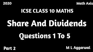 Share and Dividend Class 10 ICSE  Chapter 3 Share And Dividend ICSE Class 10 M L Aggarwal [upl. by Eelitan]