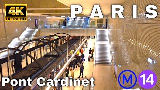 🇫🇷Paris Metro Line 14  Modern Train Station of Pont Cardinet 4K [upl. by Branca]