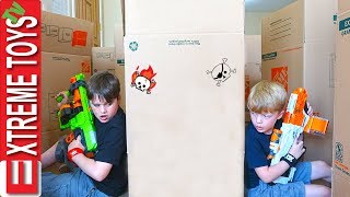 Ethan Vs Cole Nerf Battle Royale in a Box Maze Fort [upl. by Yerffej954]