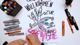 Flipchart gestalten  Begrüßung Marker und Stifte zeichnen [upl. by Airlia]