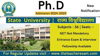 PhD New admission notification 2024 without NETJRF  PhD entrance exam 2024 theteacherexam [upl. by Lorrimer]