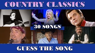 30 Awesome country CLASSICS  MUSIC QUIZ  GUESS THE SONG [upl. by Golda654]