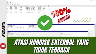 Cara mengatasi hardisk eksternal tidak terbaca di windows [upl. by Ydurt73]