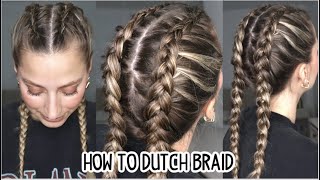 HOW TO DUTCH BRAID YOUR OWN HAIR BEGINNER TUTORIAL Short Medium and Long Hairstyle [upl. by Akcirderf943]