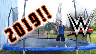 Top 50 WWE Finishers of 2019 on Trampoline [upl. by Paolina]