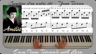 Comptine dun autre été Amelie  Yann Tiersen  Easy Piano Tutorial Slow tempo [upl. by Noelopan]