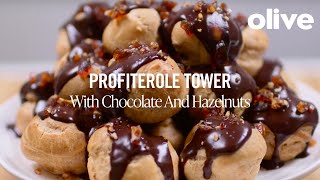 How to make Profiterole Tower with Chocolate and Hazelnuts [upl. by Yesrej619]