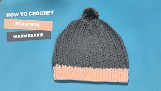 Easy amp Warm Crochet Beanie Tutorial for Beginners  Quick Winter Hat Pattern [upl. by Annasoh]