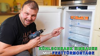 Kühlschrank einbauen mit Festtürmontage 👉 Einbaukühlschrank einbauen Anleitung Liebherr [upl. by Kalli]