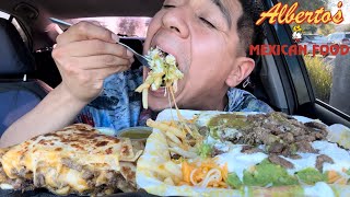 Alberto’s Mexican Food Mukbang  Carne Asada Fries  Carne Asada Quesadillas [upl. by Miko754]