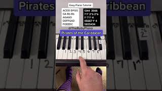 Pirates of the Caribbean Piano Easy Tutorial With Letter Notes shorts piano [upl. by Anitsirhk997]