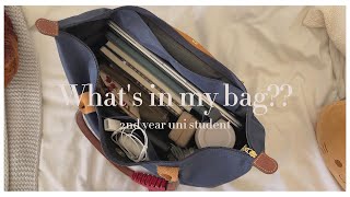 Whats in my bag  2nd year uni student 🎧✨✏️ [upl. by Wenoa227]