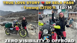 Finally Reached SELA PASS riding in fog🥶True story of SELA amp JASHWANT SINGH 💔 RiderGirl Vishakha🇮🇳 [upl. by Lyrred927]